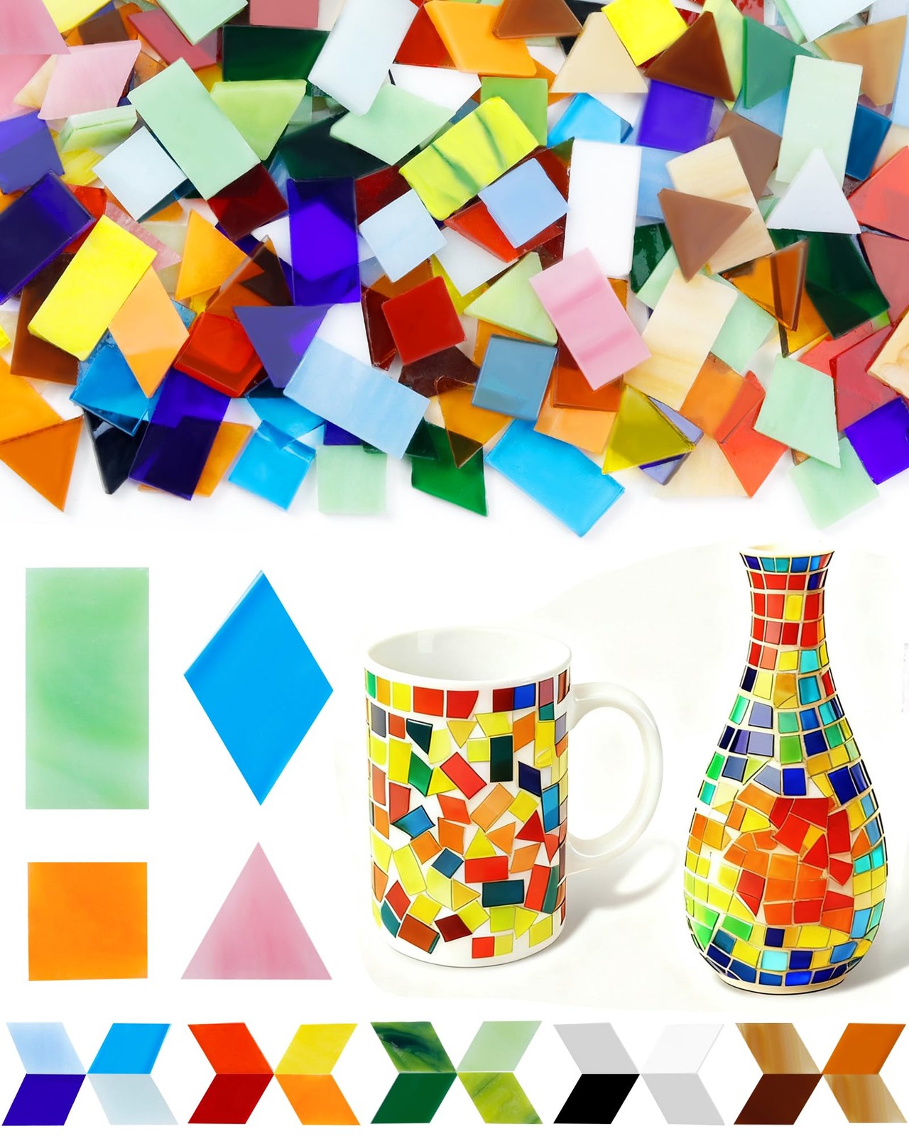 FIVEIZERO 260g Glass Mosaic Tiles for 0.5 inches x inches, Mix glass