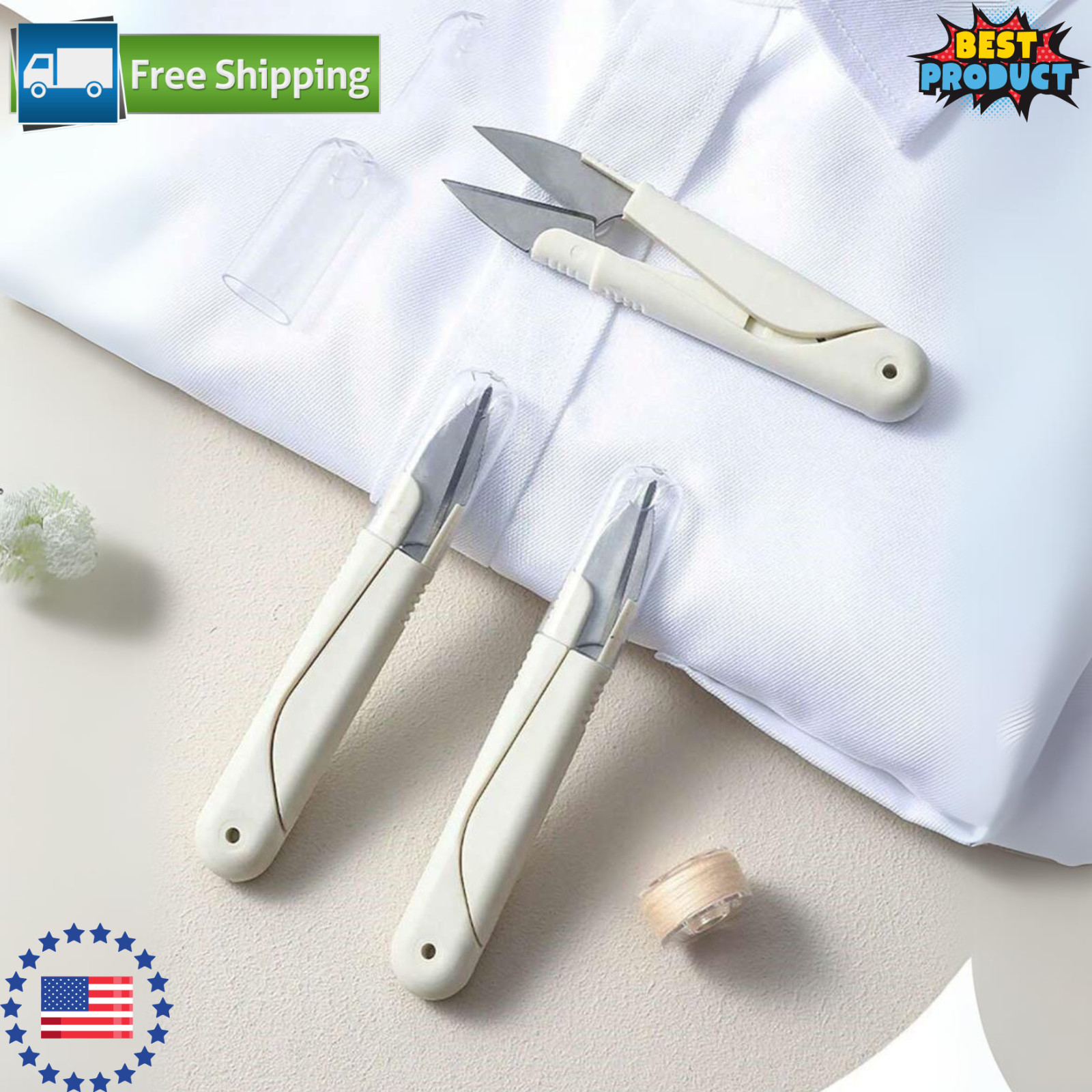 Sewing Scissors Small with Lid Thread Snip Scissors Stainless Steel Craft 1 pc