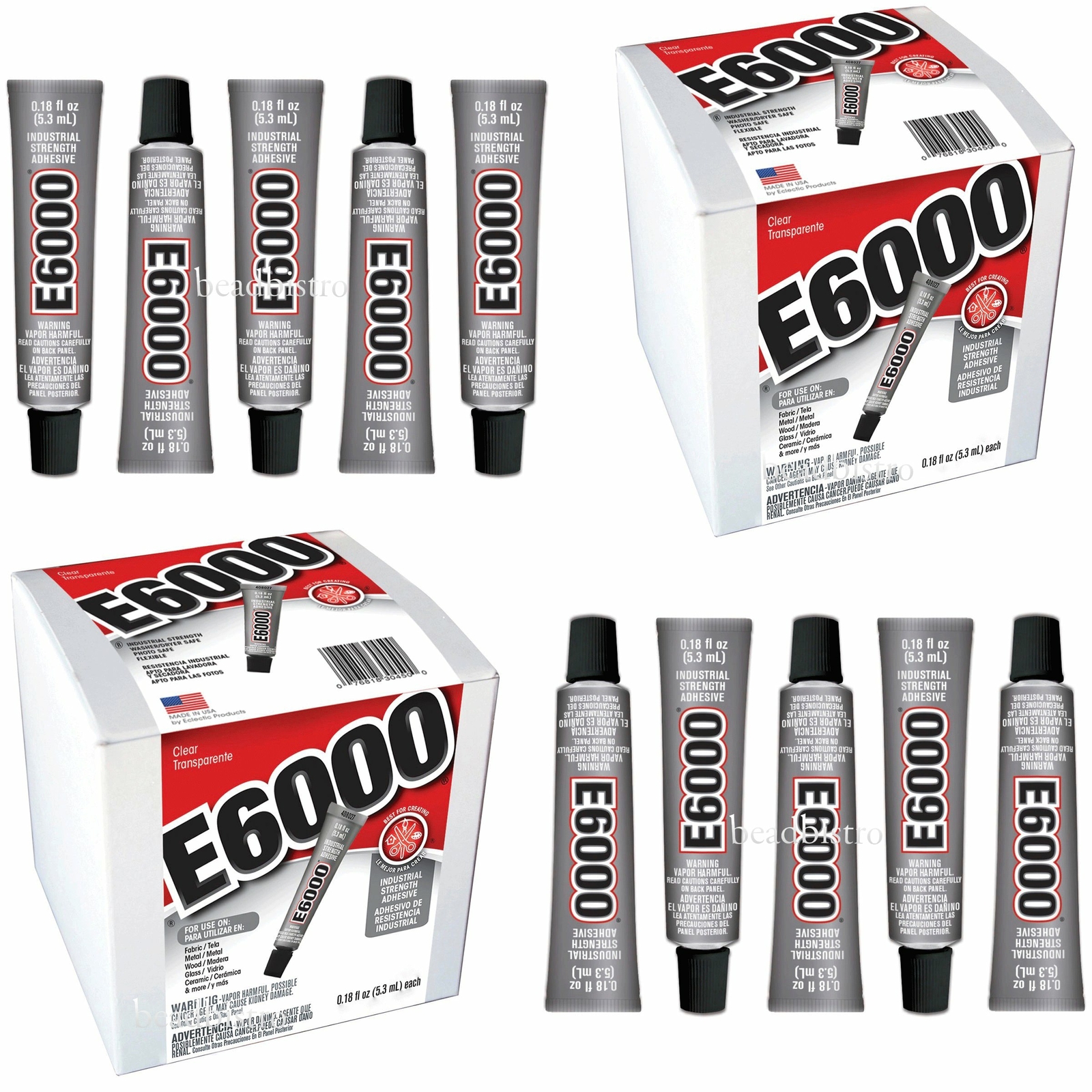 E6000 Glue Mini .18 fl oz Small Tubes Industrial Strength Adhesive – (10 Tubes)
