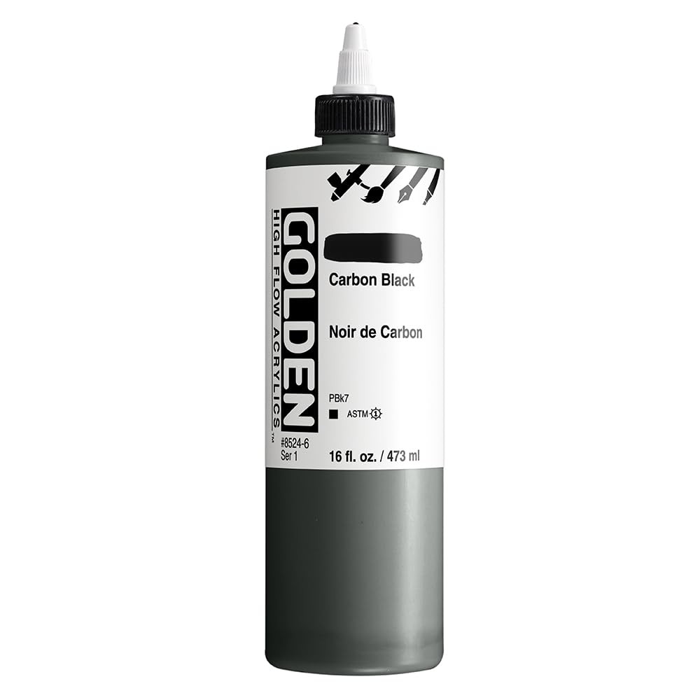 High Flow Acrylics Carbon Black 16 fl. oz. Bottle Professional Acrylic Opaque