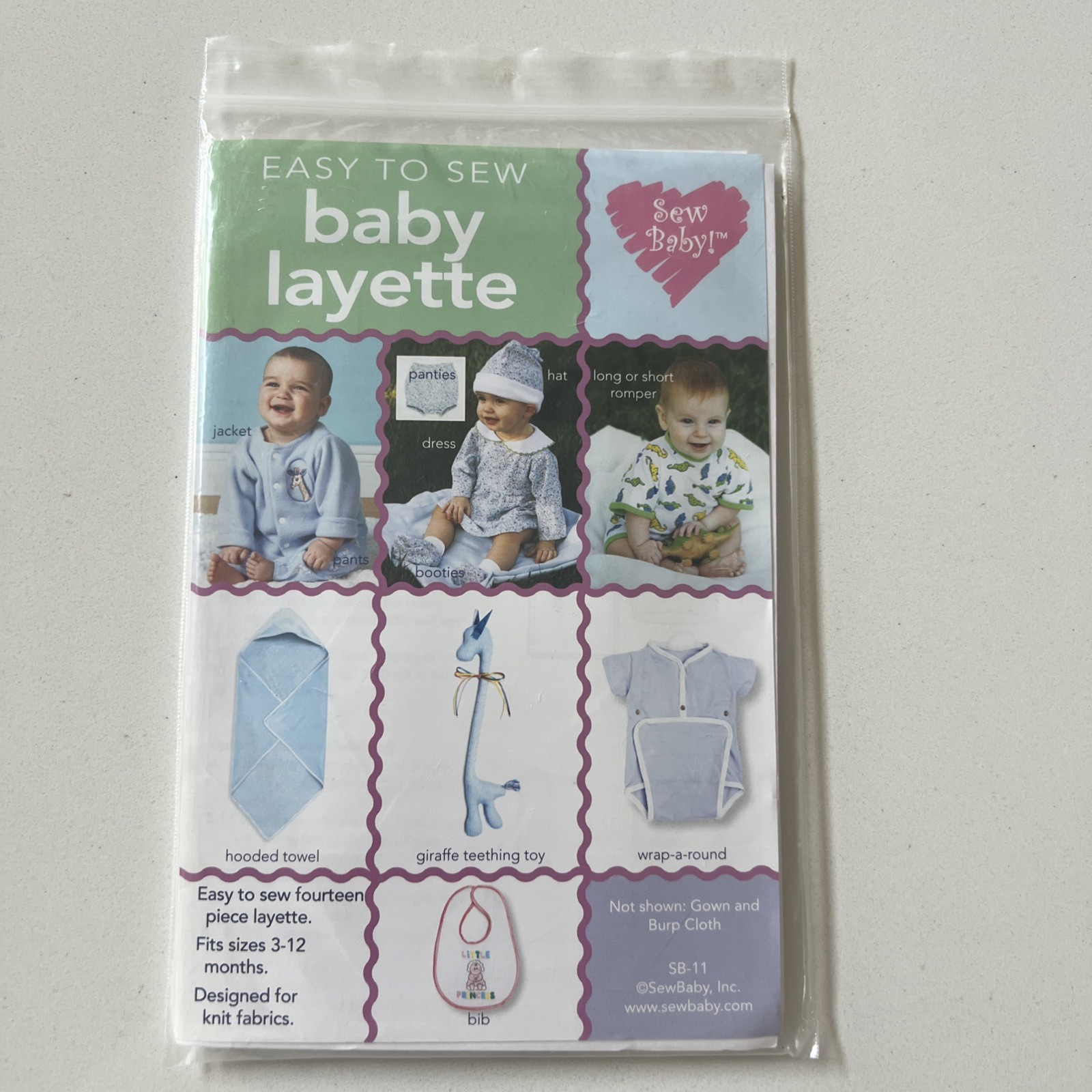 New Un-Cut Easy to Sew Baby Layette Pattern by SewBaby! Sizes 3-12 Months