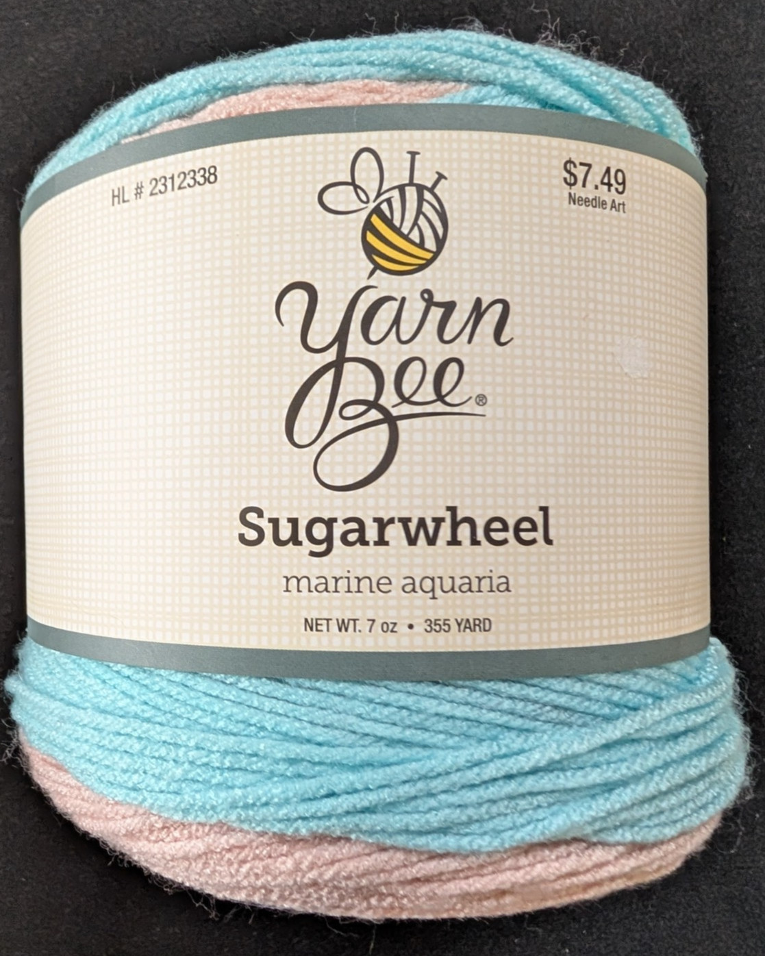 Yarn Bee Sugarwheel Yarn – #84 Marine Aquaria – One Cake – 100% acrylic
