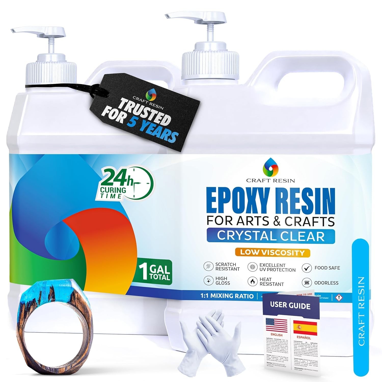 1 Gallon DIY Epoxy Resin Kit – Low Viscosity for Art and Jewelry Making