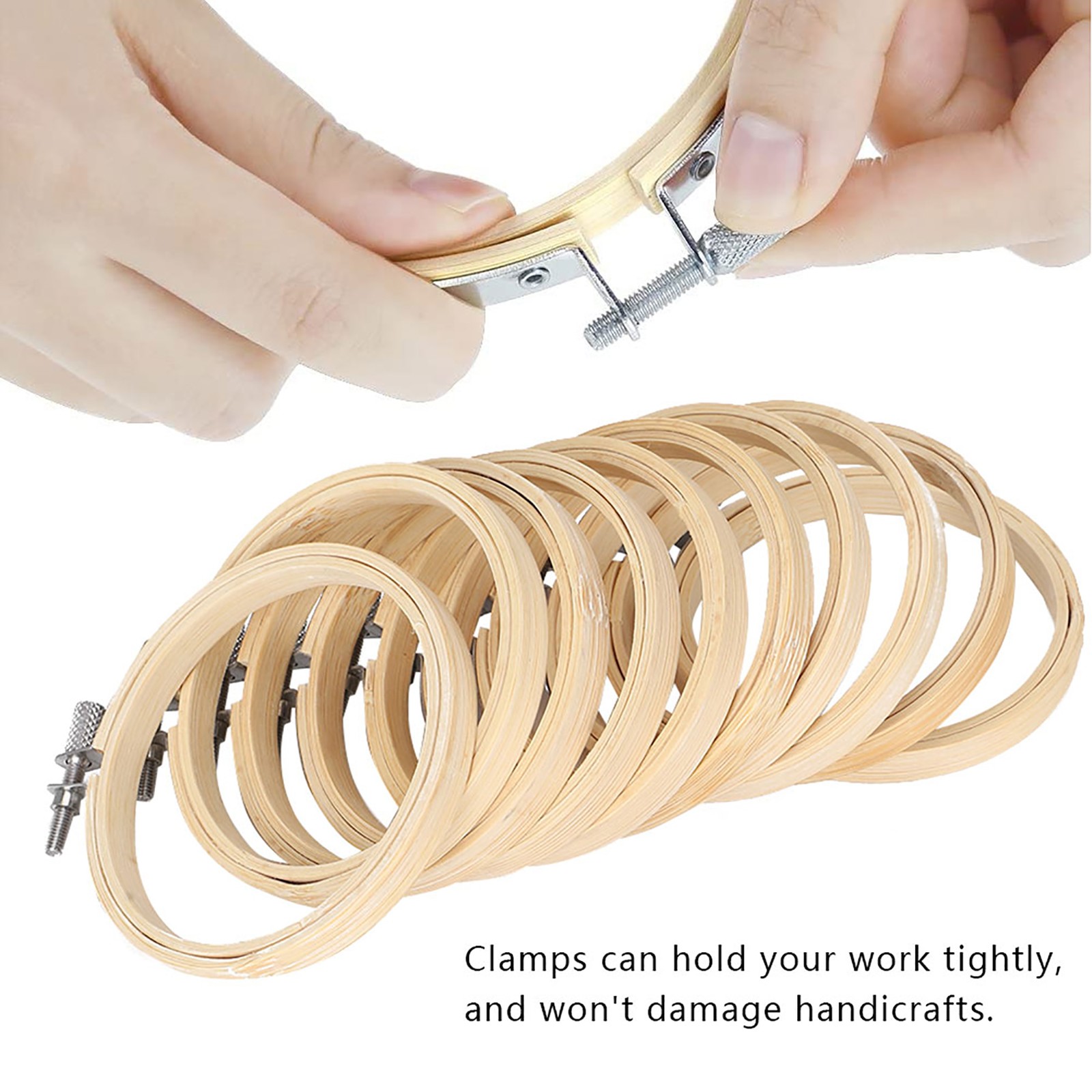 12pcs Bamboo Embroidery Hoops Adjustable Circle Rings For Sewing Craft Use