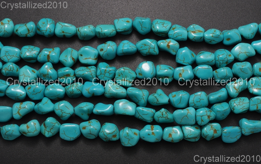 Blue Howlite Turquoise Gemstone 12mm Freeformed Nugget Spacer Loose Beads 16”