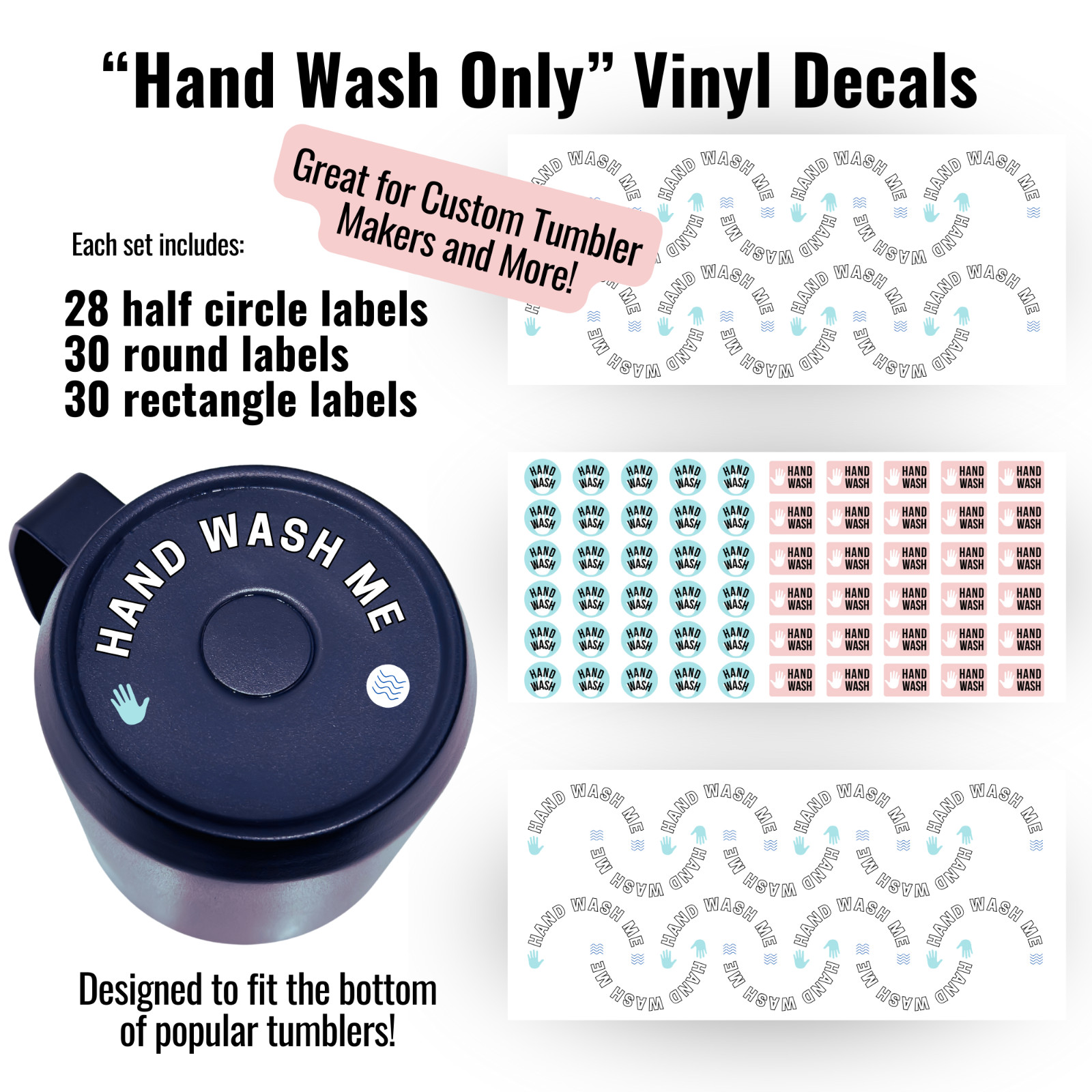UV DTF Cup Wraps 50 Pack BULK LIQUIDATION, Hand Wash Only Decals