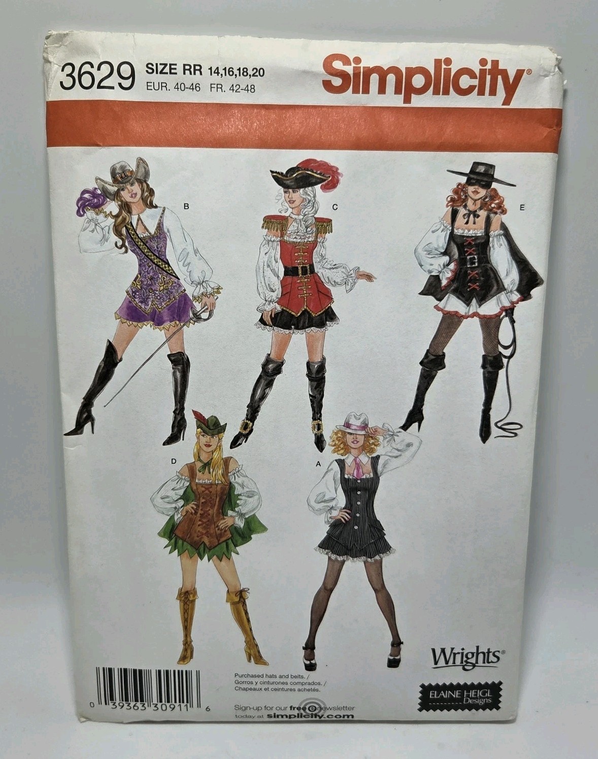 Uncut Simplicity Sewing Pattern Cosplay Dress Costume SZ14-20 Renaissance Faire