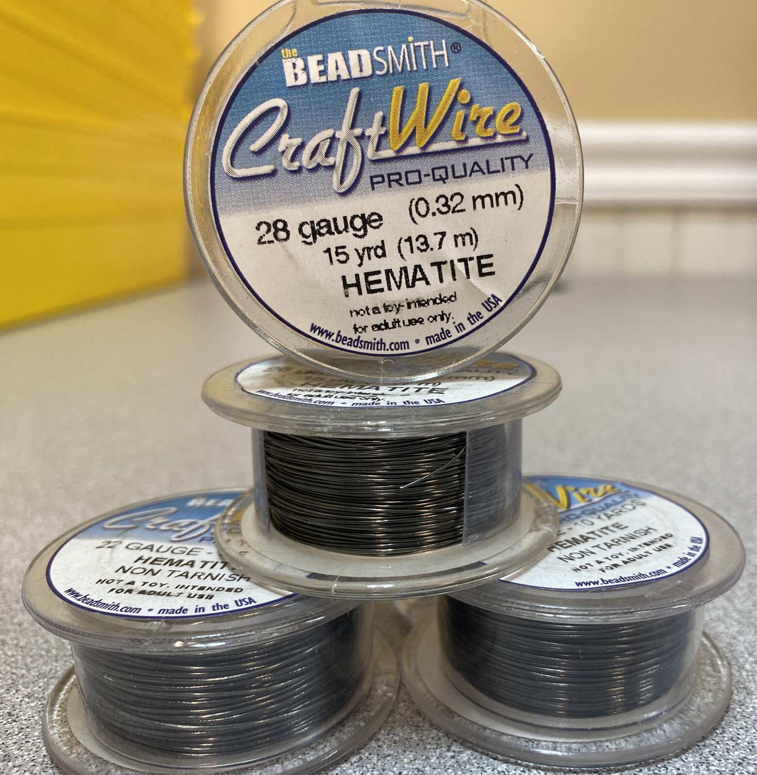 BEADSMITH Craft Wire HEMATITE 20-22-24-26-28 Gauge NEW