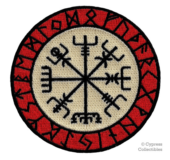 VIKING COMPASS PATCH Vegvisir IRON-ON EMBROIDERED ICELANDIC NORSE RUNE – FANCY