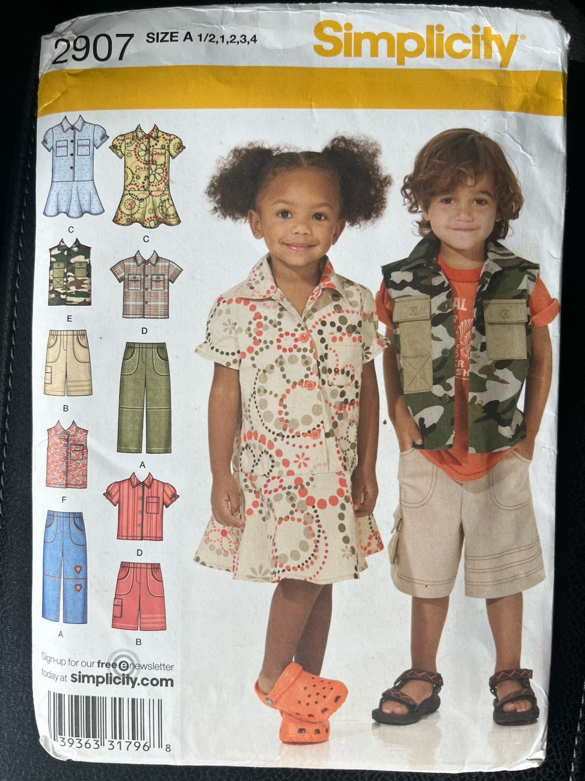 Sewing Pattern Simplicity 2907 Toddlers Pants Shorts Dress Shirt Vest, Uncut FF