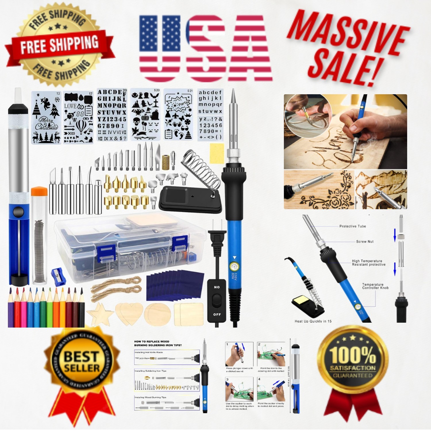 All-in-One Wood Burning Kit – 95 Piece Crafting Essentials with Carrying Box
