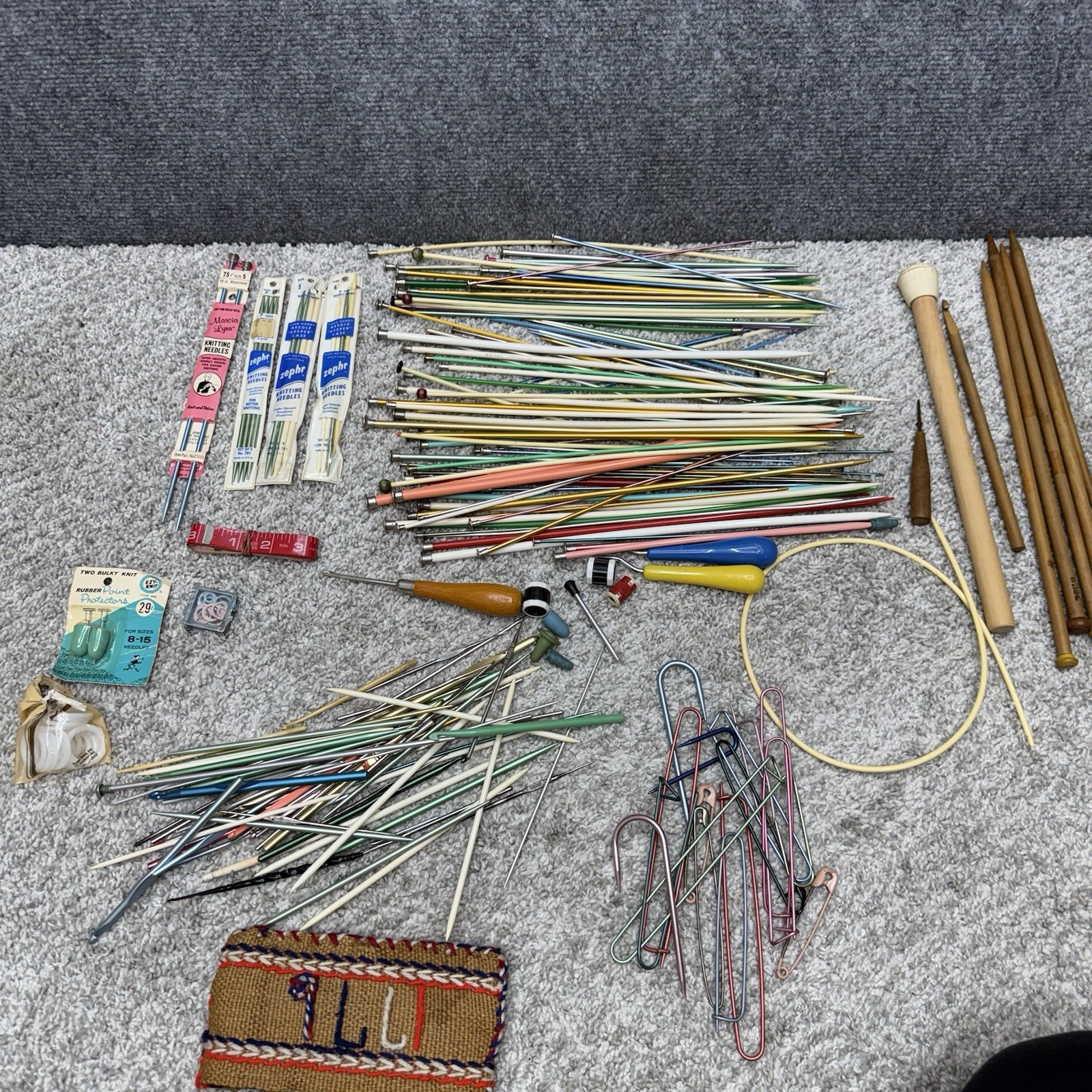 HUGE LOT crochet knitting needles hooks metal wood plastic (READ)