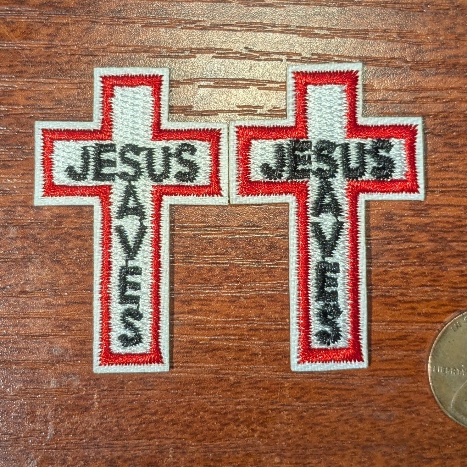 Jesus Saves Patches 2 Pieces Christ Religious Embroidered Iron On 1.75×1.25″