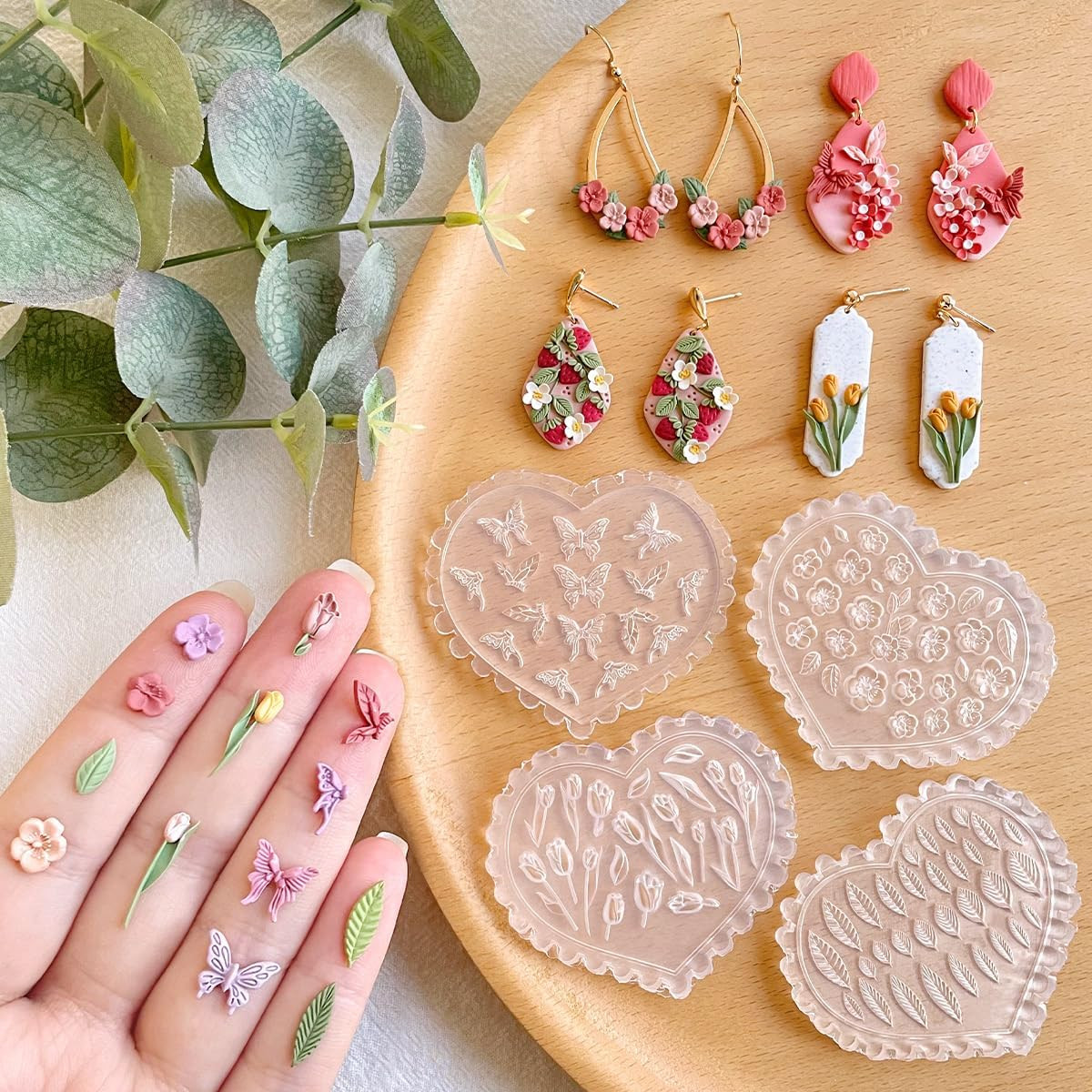 Spring Flower Silicone Molds for Polymer Clay Jewelry – 4 Piece Set