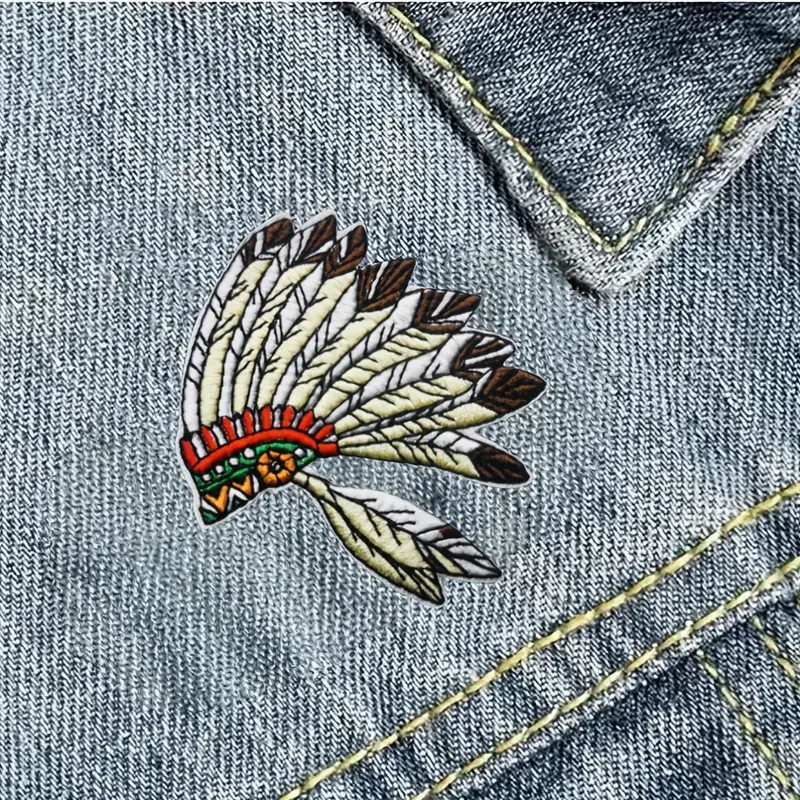 Indian Style Headpiece iron on patch applique 3+1/4 x 2+3/4inch