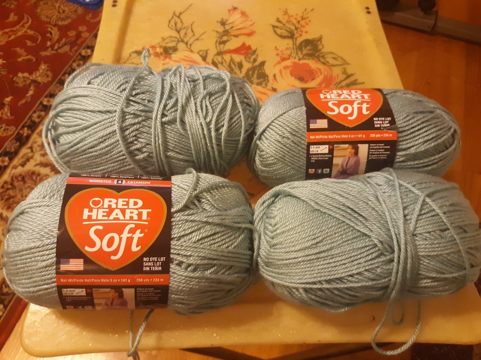 LOT OF 4 SKEINS Red Heart Soft Yarn-Seafoam, E728-9520