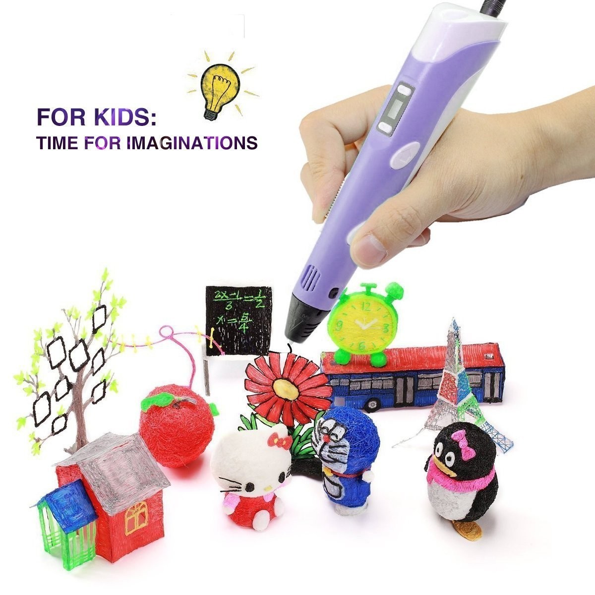 12 Color Filament 3D Printing Pen Set 3D Drawing Pen with Led Display Kid Gift