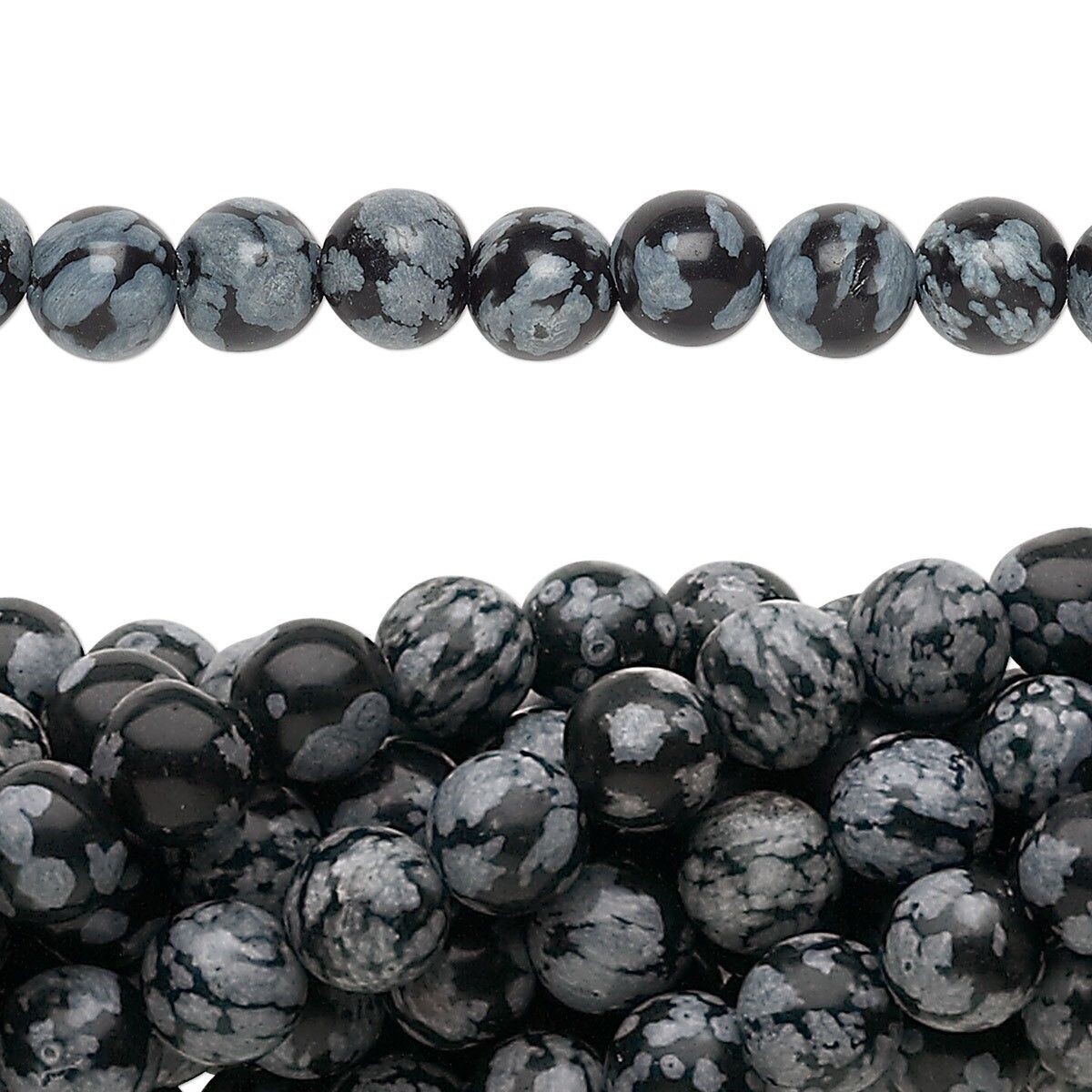 1 Strand Snowflake Obsidian Natural 8mm Round Gemstone Beads with 0.5-1.5mm Hole