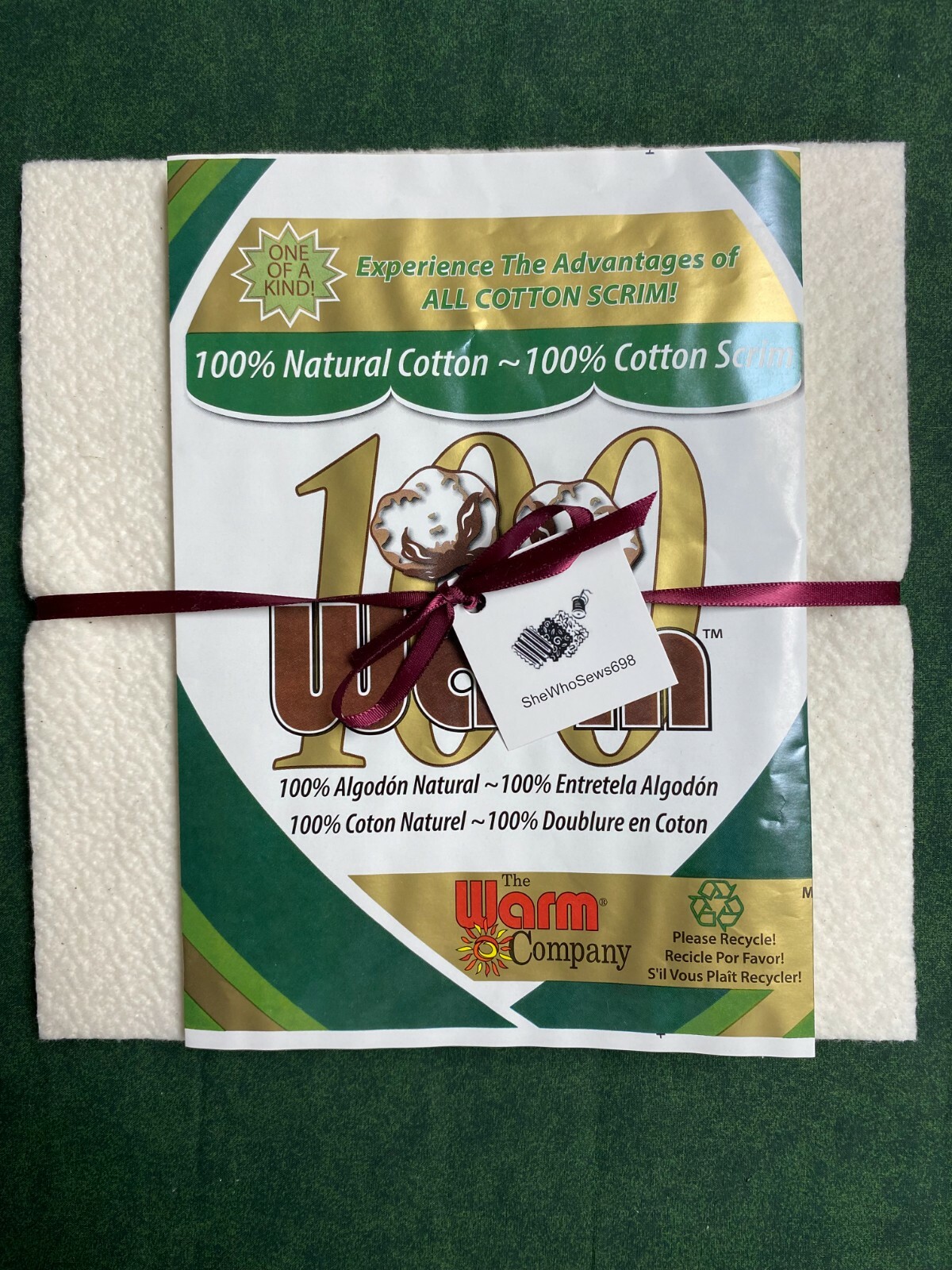 44 – 10″ Precut Squares Warm Company 100% Cotton Batting Soup Bowl Cozy Lining