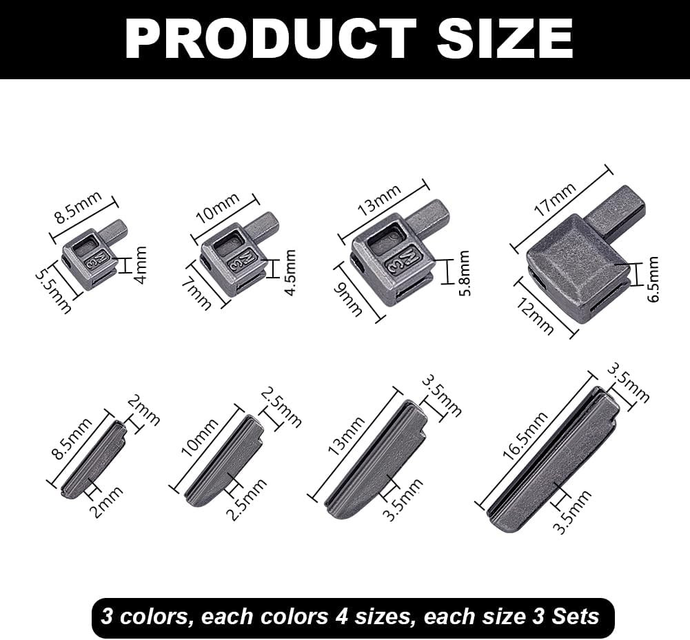 24 Pcs Metal Zipper Latch Slider Retainer 3 Color #3#5#8#10 Insertion Pin Zipper