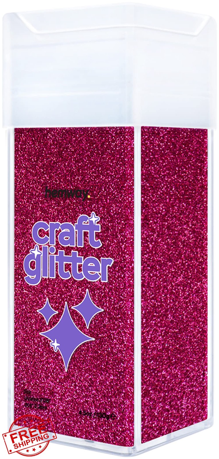 Hemway Dark Rose Pink Glitter Shaker 110g