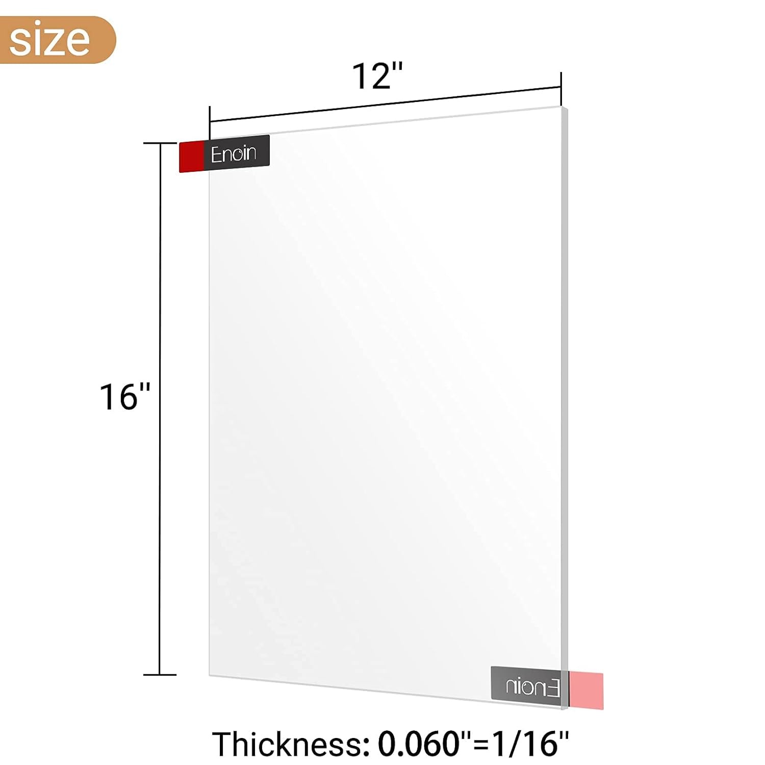 Enoin 2pcs 12 x 16 Inch Clear 12×16, 1/16 inch Thick, Thick