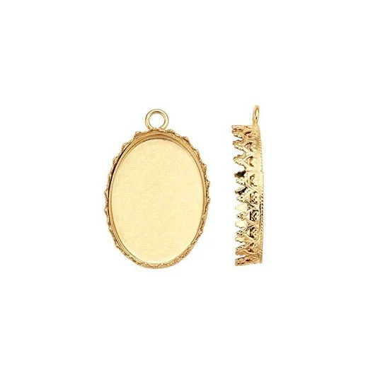 12/20 Yellow Gold-Filled Oval Gallery Wire Cabochon Mounting, 2 sizes available