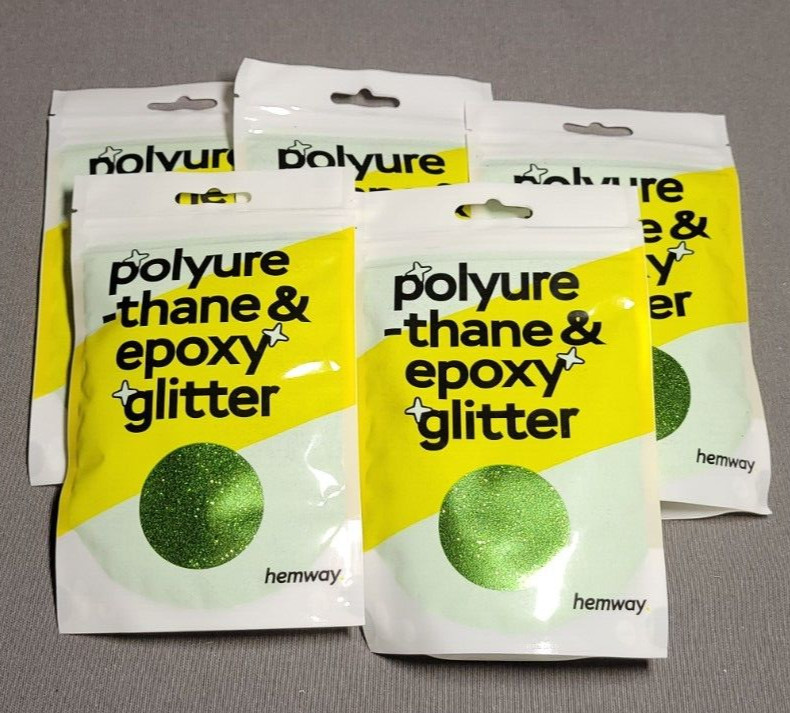 5 bags of Hemway Polyurethane & Epoxy Resin Glitter Lime Green New sealed