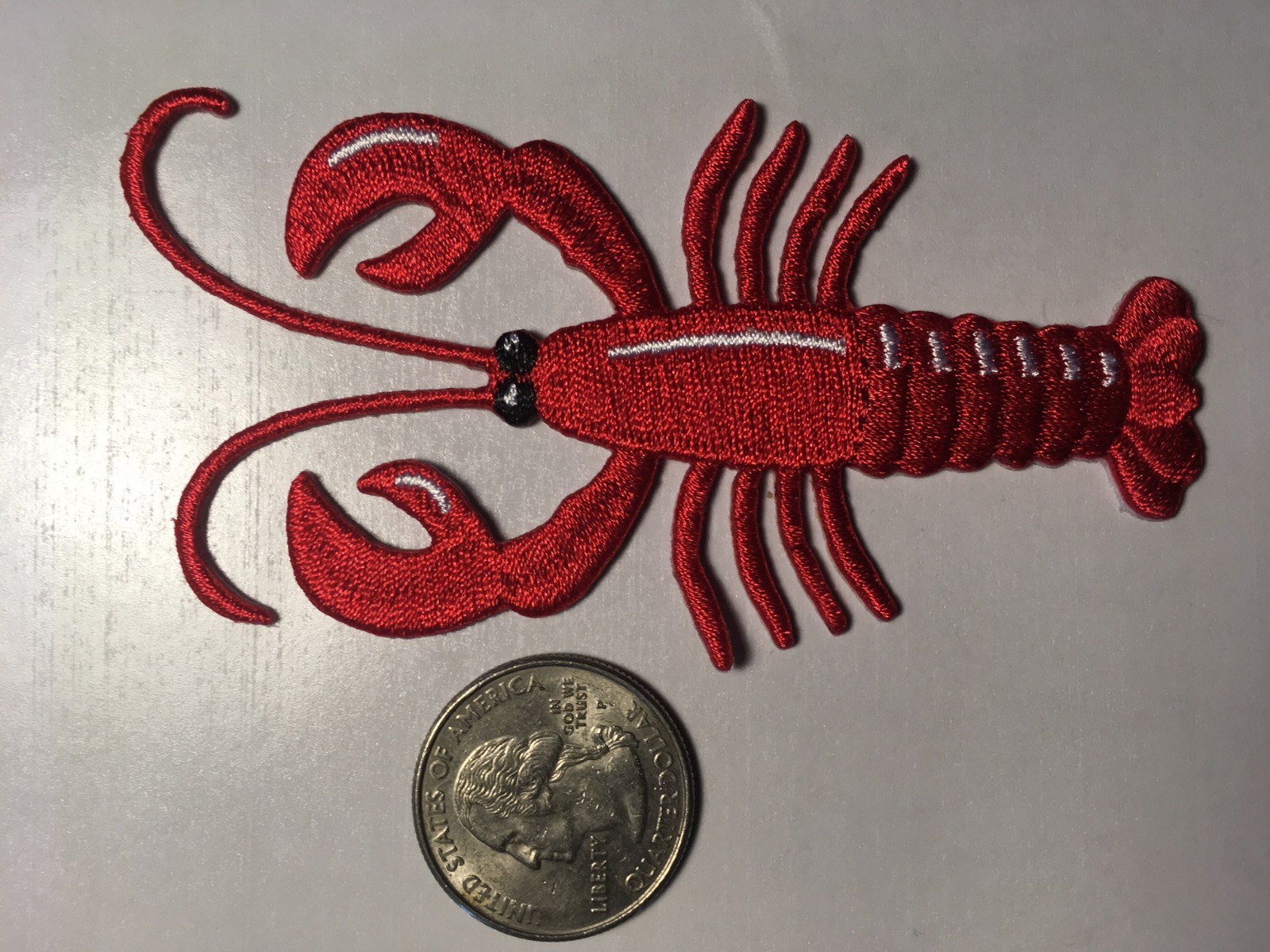 lobster crawfish crayfish iron on applique embroidered patch red lobster 4″ long