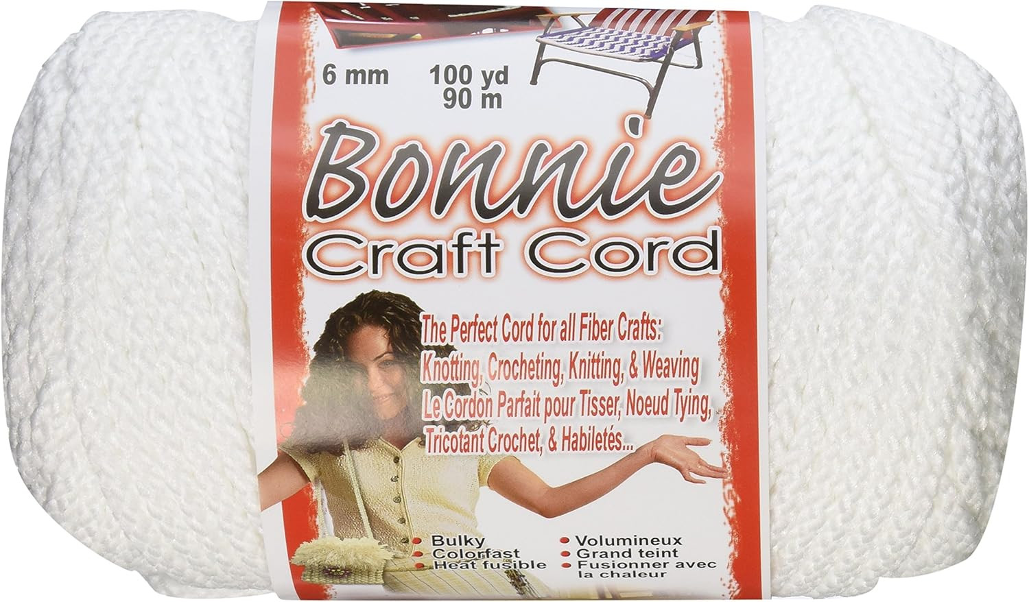 Pepperell BB6-100-001 6Mm Bonnie Macramé Craft Cord, 100-Yard, White