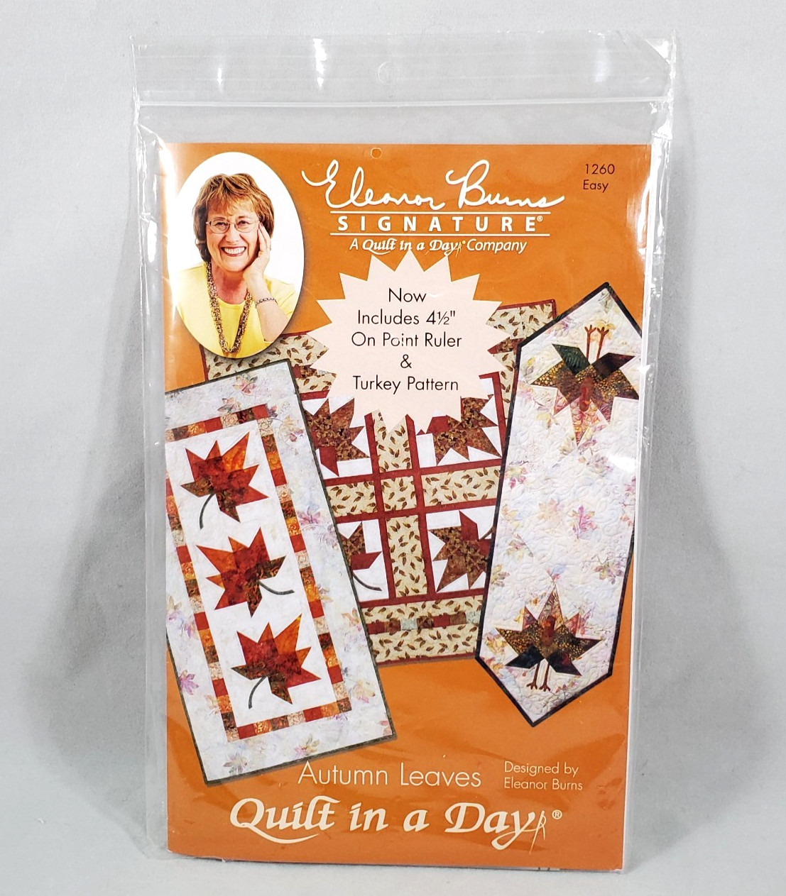 Eleonor Burns Quilt in a Day Autumn Leaves & Turkey Pattern Booklet w/ Ruler