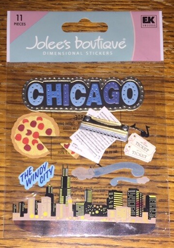 Jolees Chicago Windy City Music Harmonica Pizza Cloud Gate 3D Scrapbook Sticker