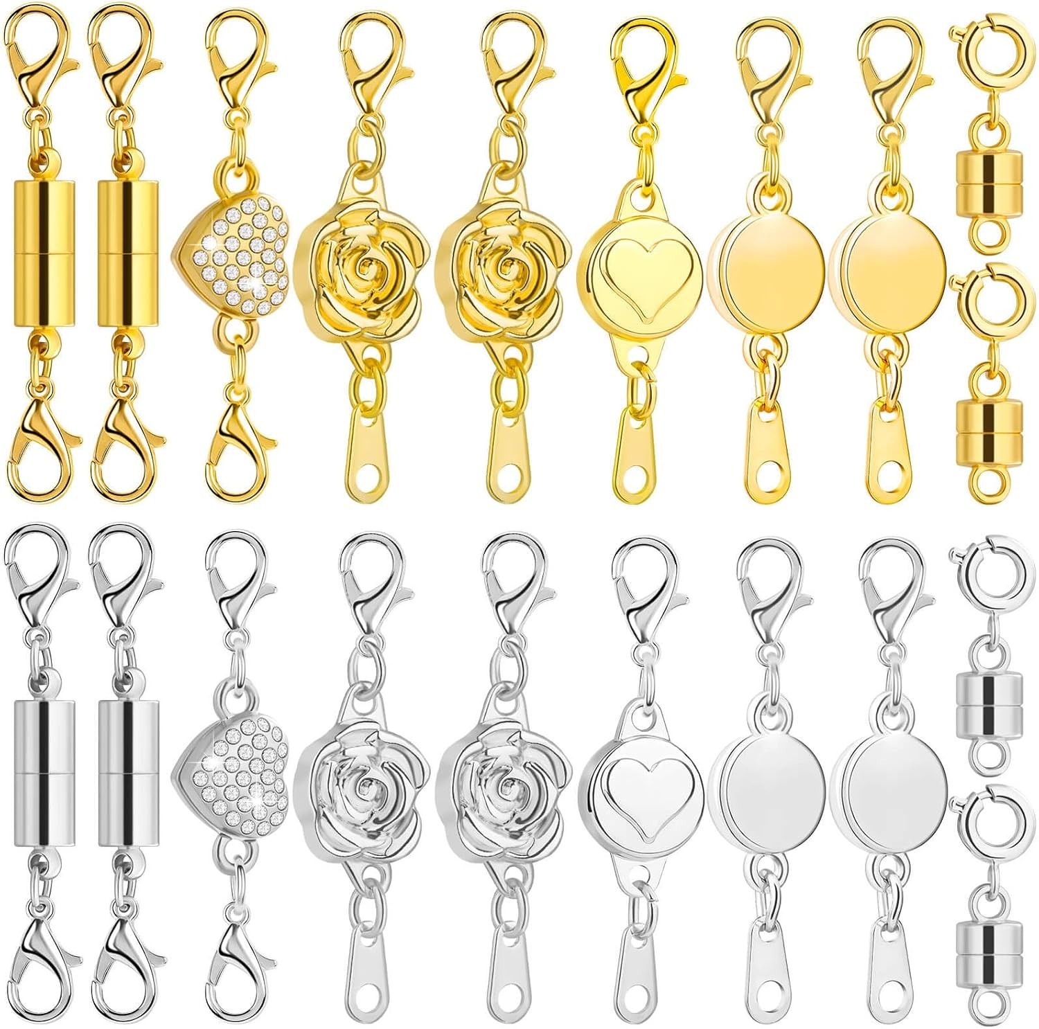 6 Styles 20 Pcs Magnetic Necklace Clasps, Extra Strong Magnets Jewelry Clasp, Ma