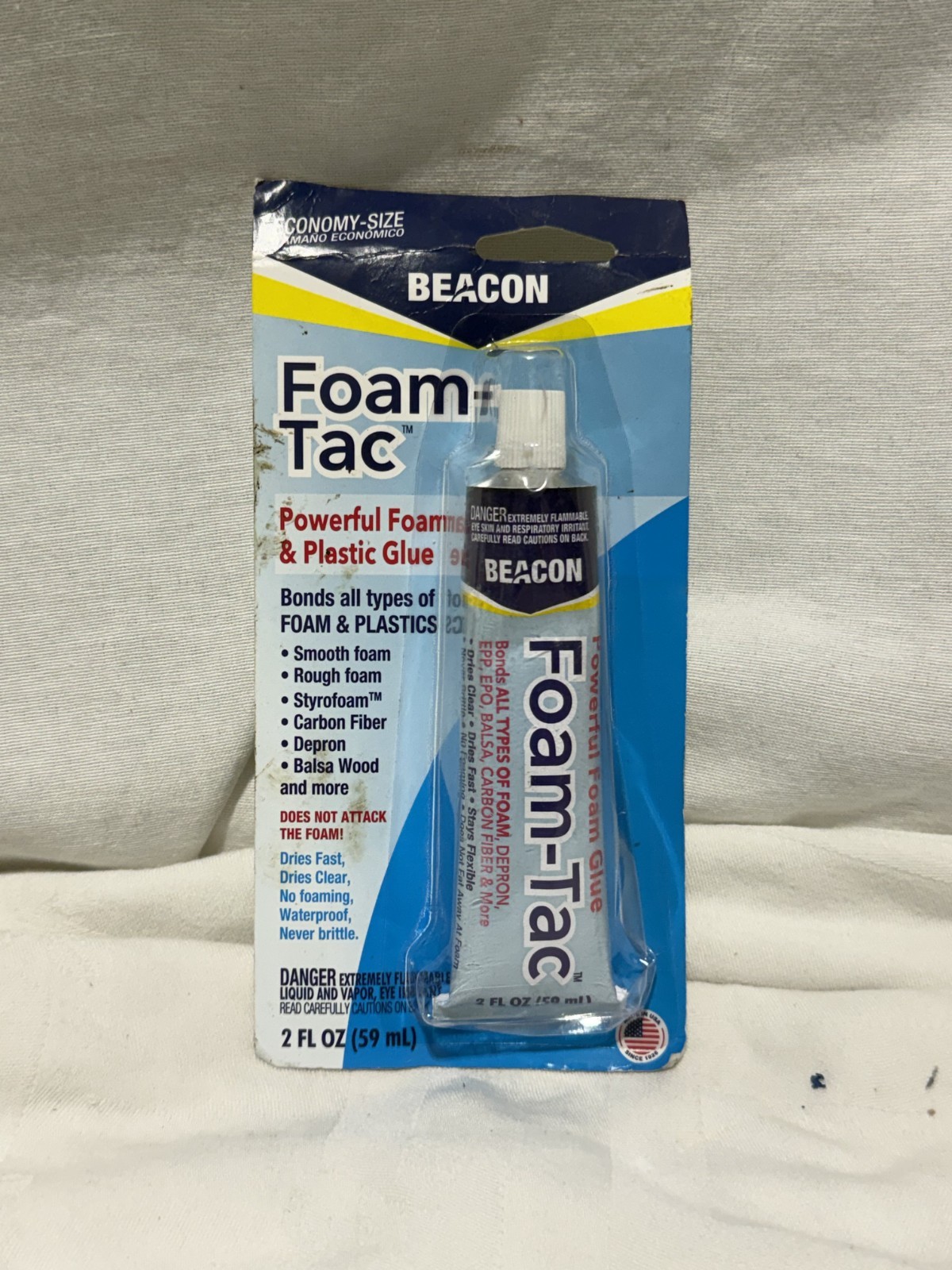 Beacon Foam-Tac Glue 2 oz Powerful Foam Plastic Adhesive RC EPP EPO Depron Balsa