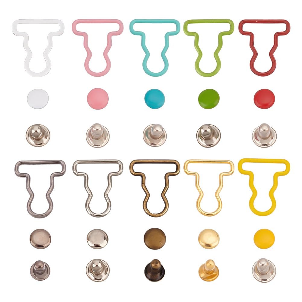 100 Sets 10 Colors Mini Overall Buckles, Decorative Mini Alloy Buckles & Stud…