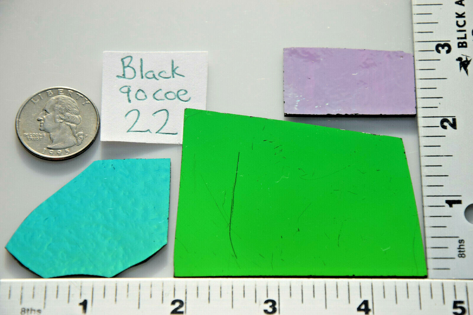 #22 As Pictured Coatings by Sandberg Thin Black Dichroic Scrap Glass 90 COE