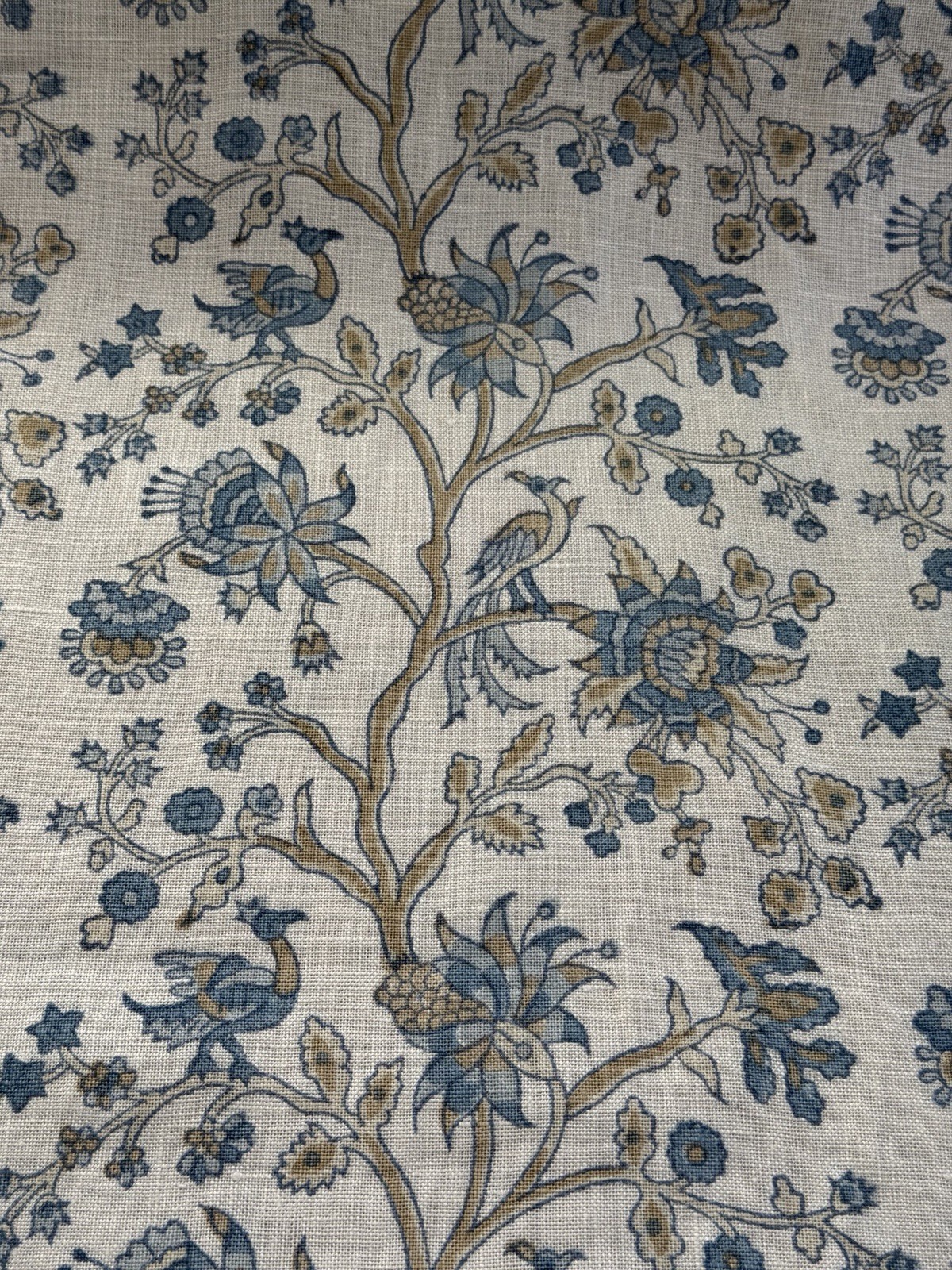 Highgrove for Sanderson Azalea Walk Wedgwood Linen Fabric 1 1/2 yards Hand Block