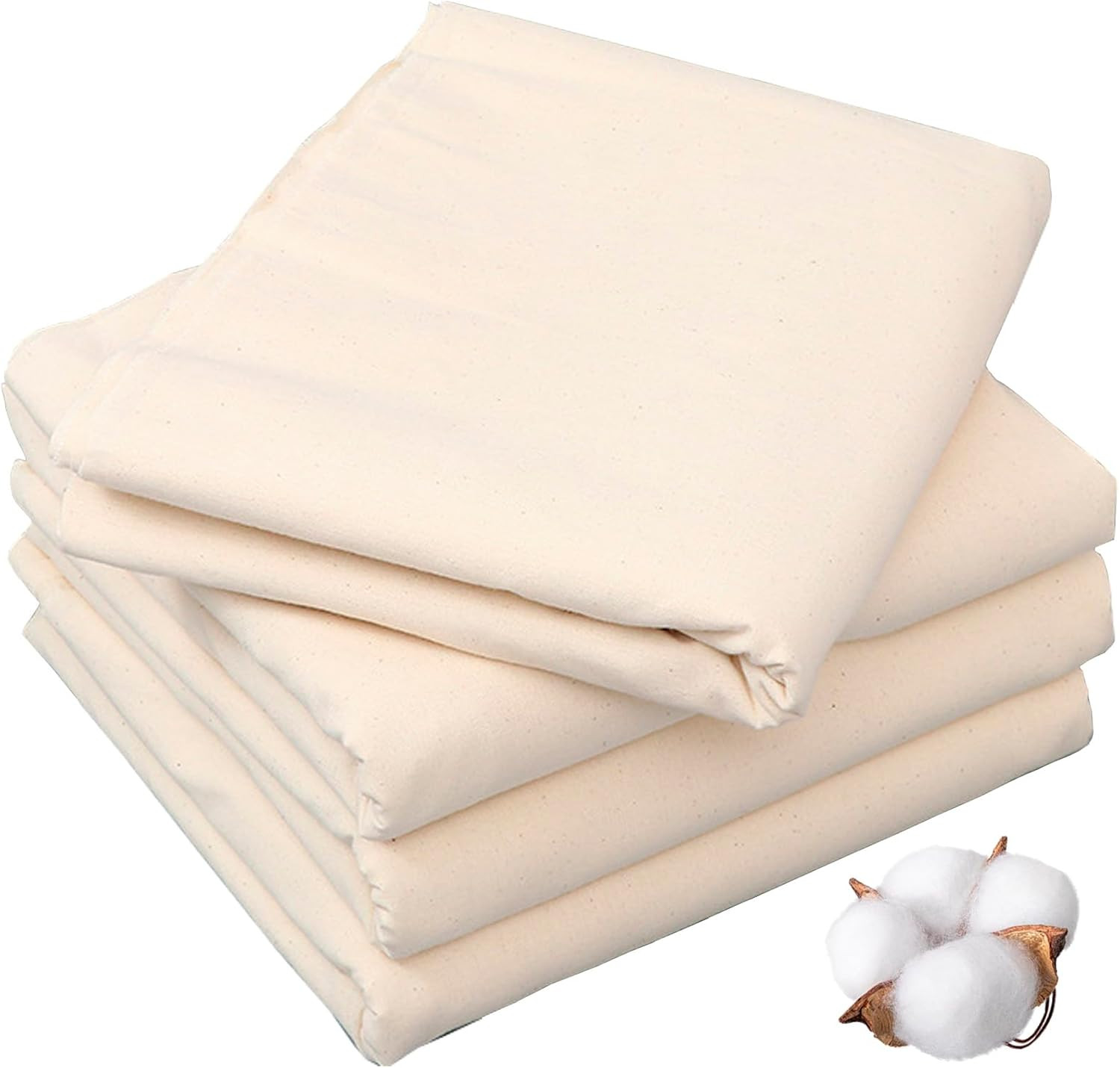 63In X 10.9 Yards 100% Cotton Muslin Fabric, Medium Weight Natural Unbleached Mu