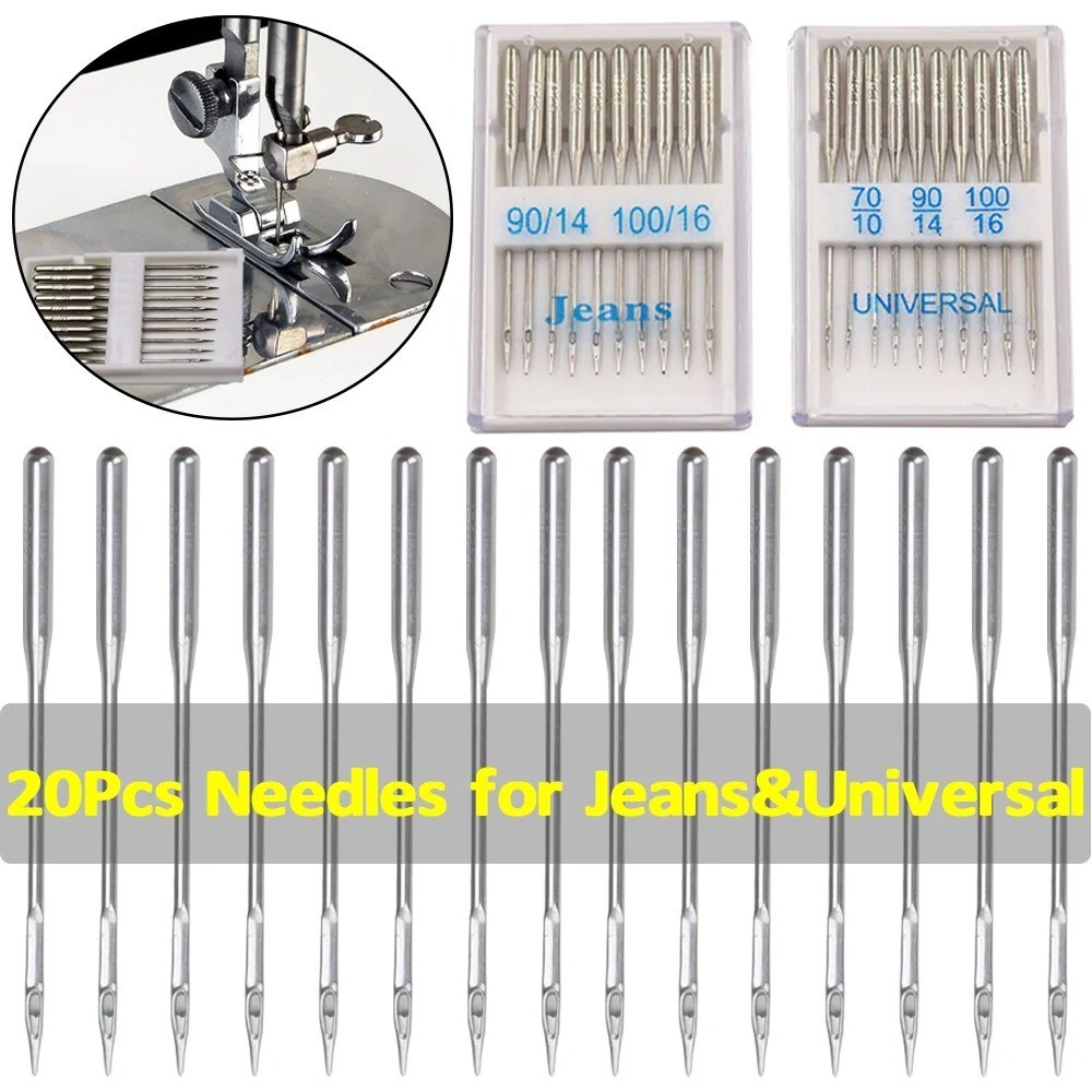 20 Pcs Sewing Machine Needles Universal Sizes 90/14 100/16 110/18 Heavy Duty …