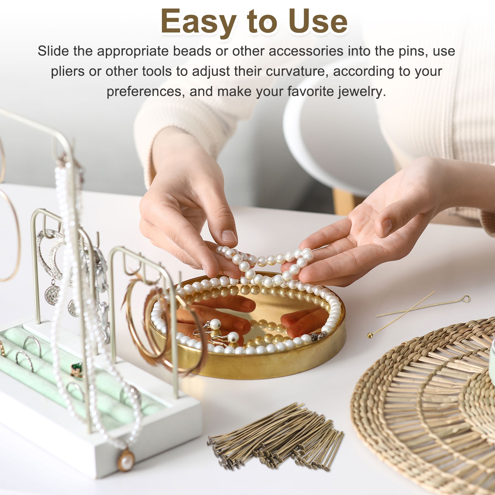 1 Inch Flat Head Pins, Jewelry Making Headpins-400Pcs(Silver Gold)