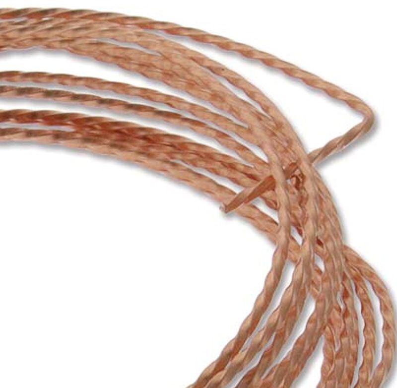 Wire, 15 Feet Non Tarnish Natural Copper 21 Gauge Twisted SQUARE Wrapping Wire