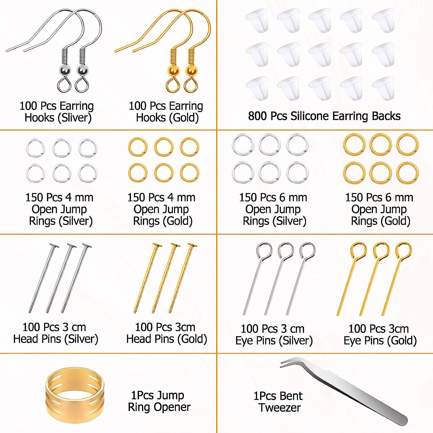Hypoallergenic Earring Making Kit, 2000Pcs Earring Making Supplies Kit with Hyp