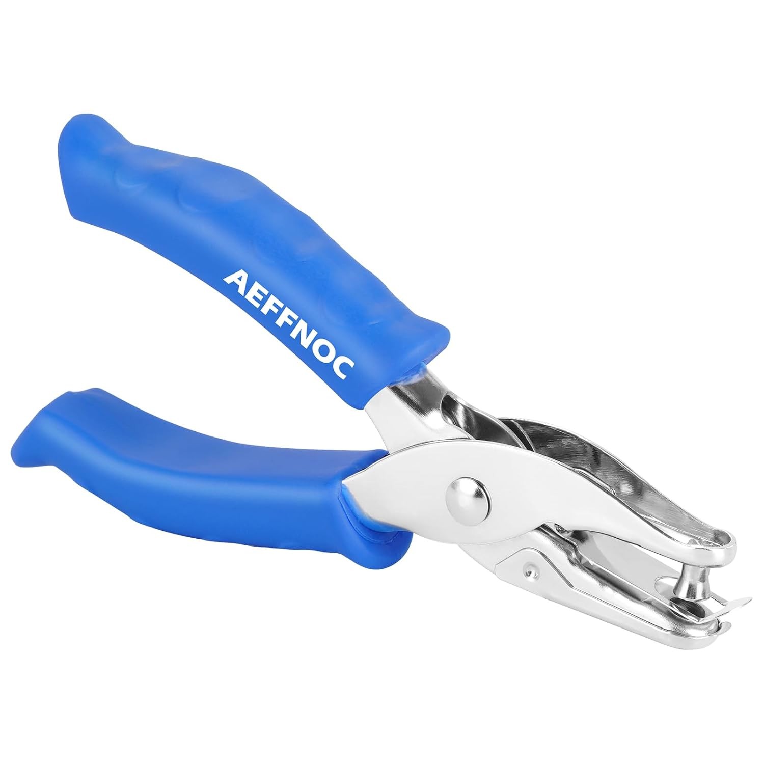 Single Hole Punch Blue One Hole Puncher with Soft Grip Handle 1/4 Inch Paper