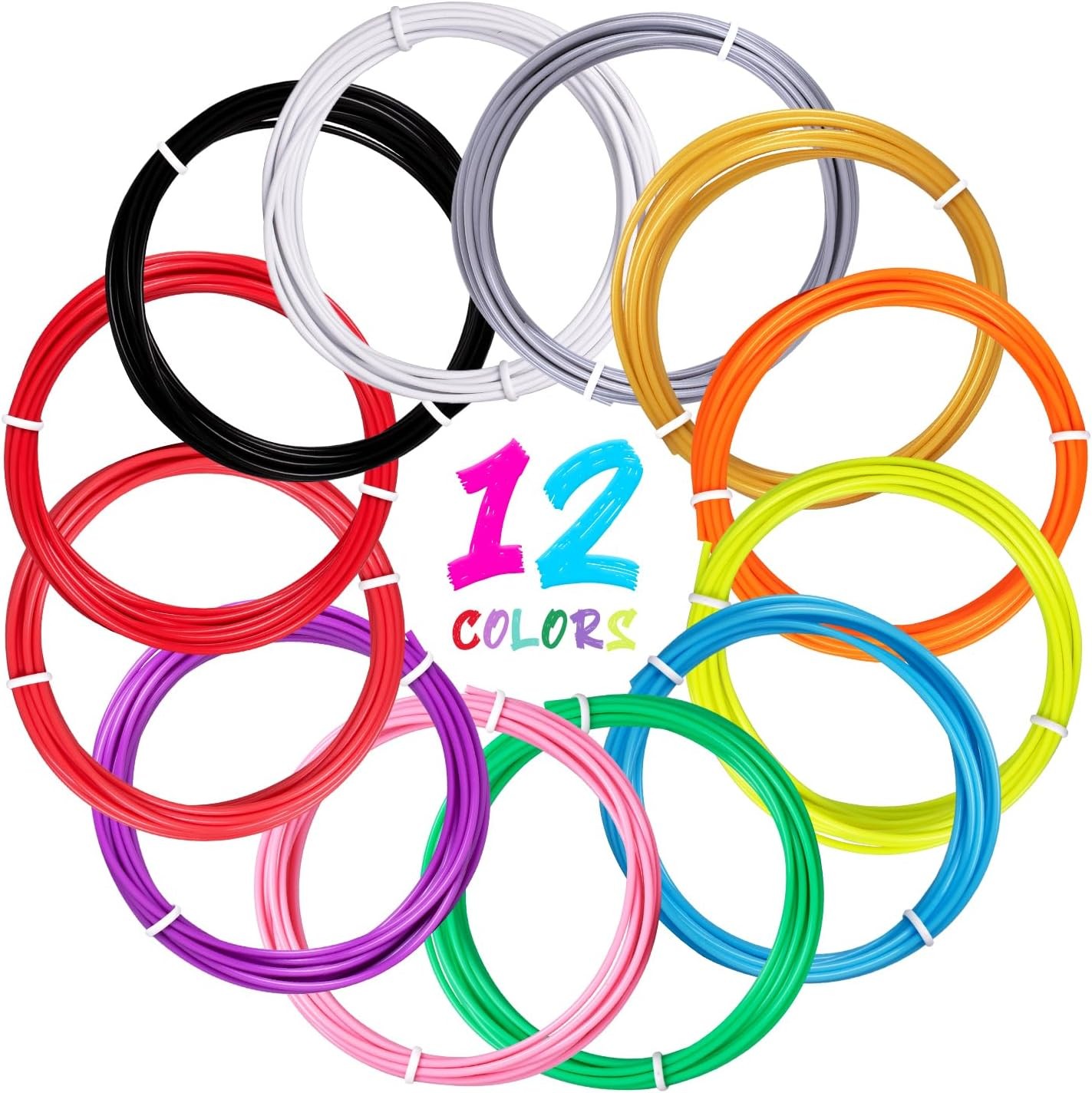 12 Color Filament 3D Printing Pen Set 3D Drawing Pen with Led Display Kid Gift