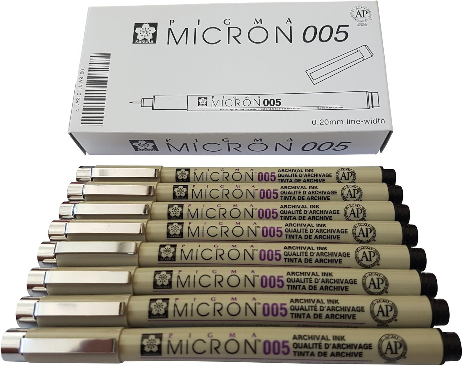Pigma Micron Pen 005 Black Ink Marker Felt Tip Pen, Archival Pigment Ink, Fine P