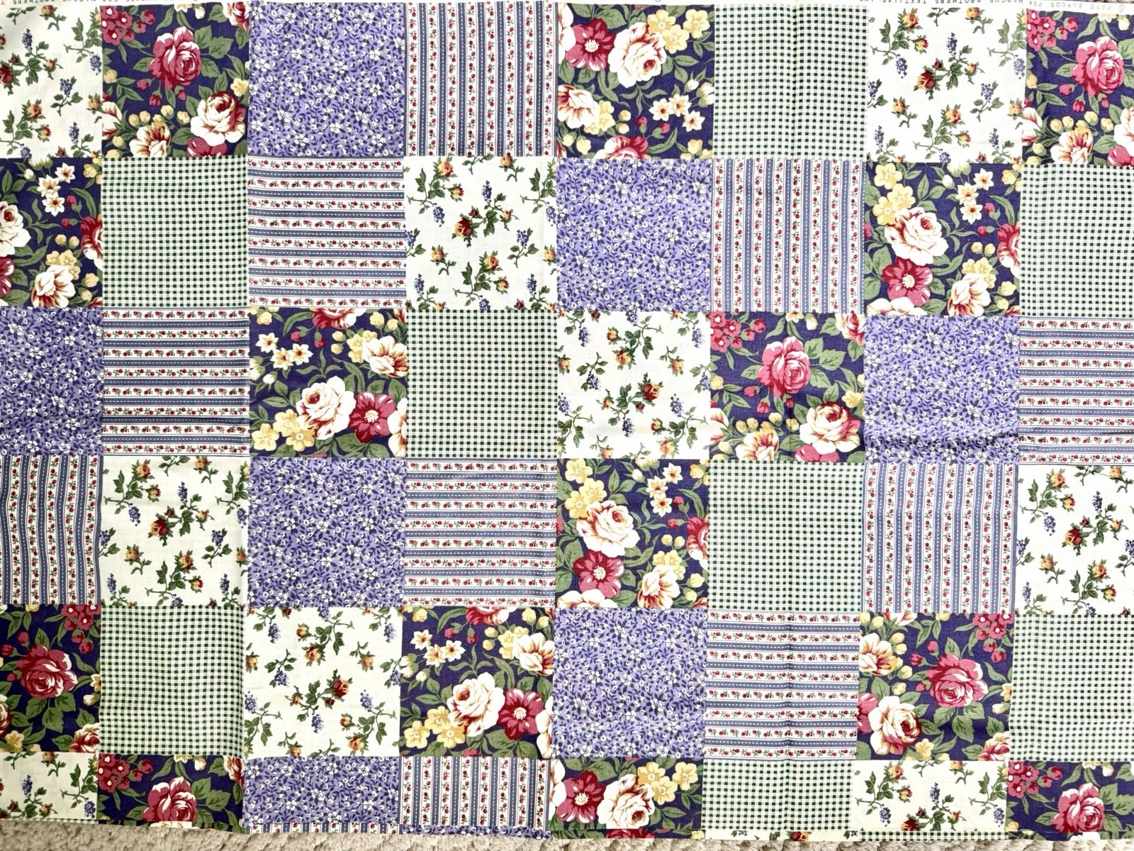 Vintage Faye Burgos Marcus Brothers Patchwork Floral Fabric 2.5 Yds Cotton
