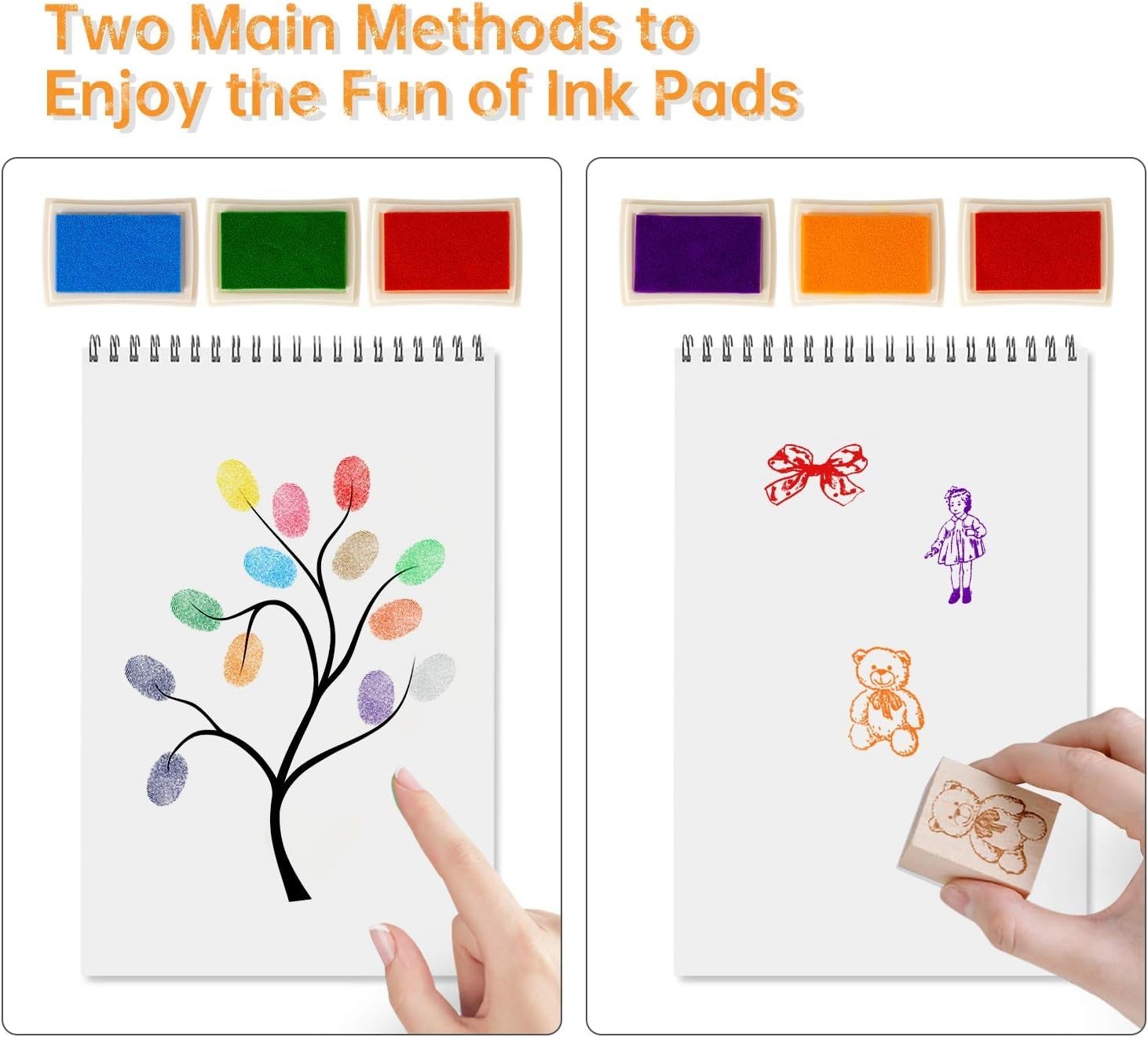 Non-Toxic 15 Color Washable Ink Pads for Kids’ Creative Finger Painting