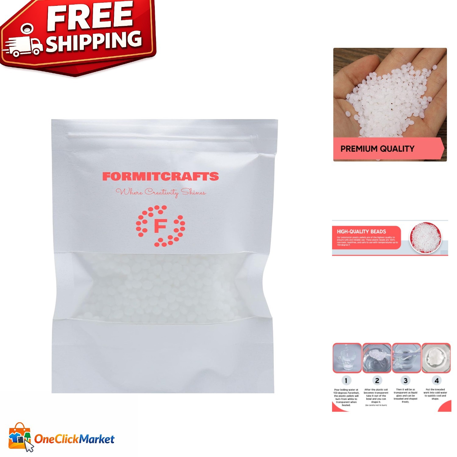 25g Non-Toxic Moldable Pellets for Artists – Thermoplastic Beads for Crafts