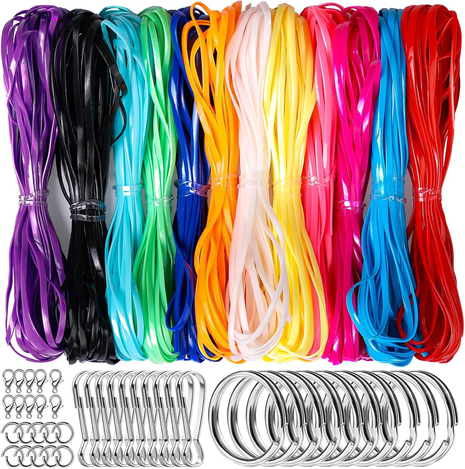Lanyard String Kit, 12 Colors Plastic Lacing Cord, Glossy Bright Color, Lanyard