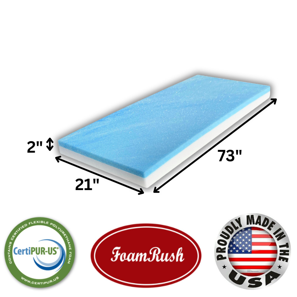FoamRush 21″ x 73″ Cool Gel Memory Foam Seat Cushion Replacement Medium Firm USA